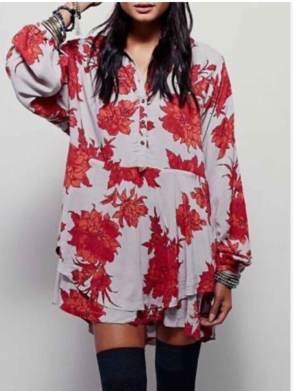 Free People Shake It Long Sleeve Mini Dress